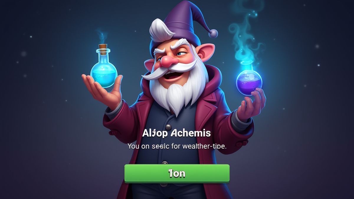 Un alquimista sosteniendo una poci&oacute;n brillante.