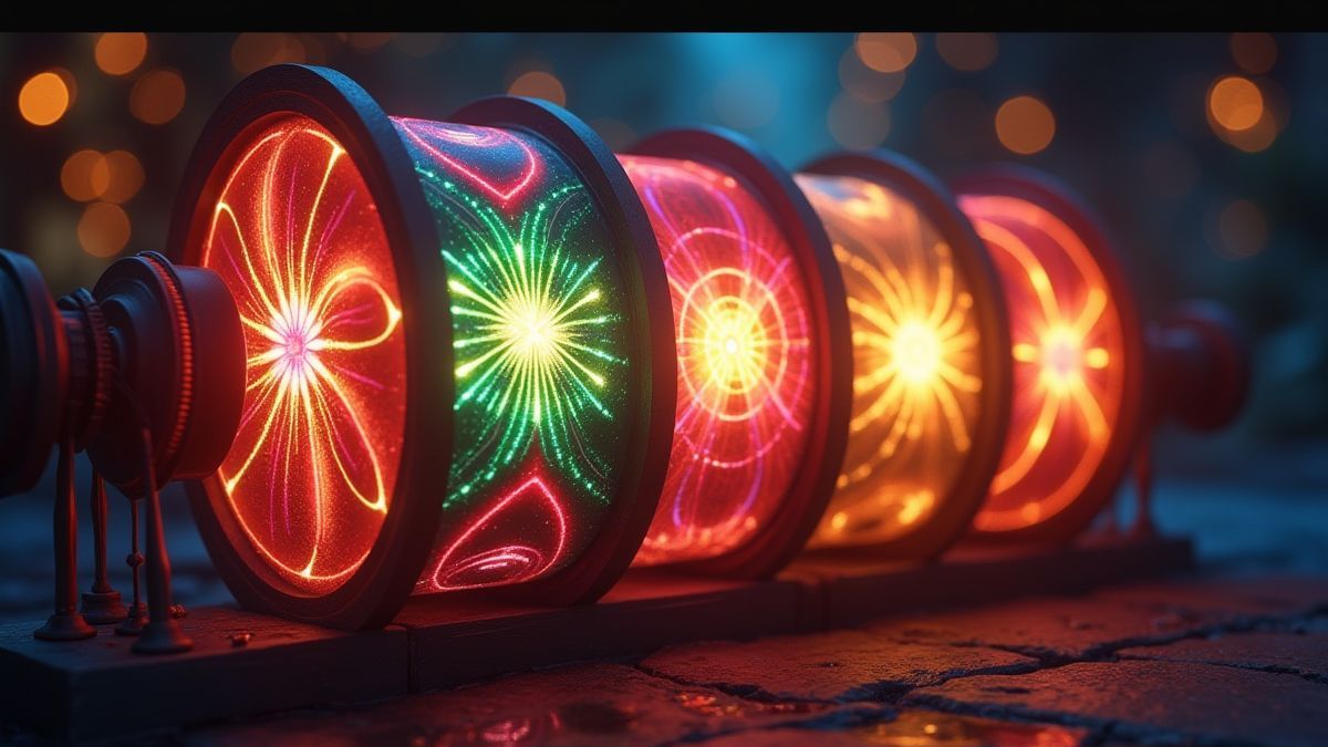 Rouleaux avec des symboles expansifs brillants intensément.