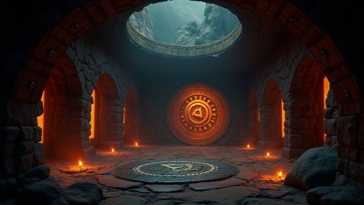 Antiker Tresor mit geheimnisvollen Lichtern.