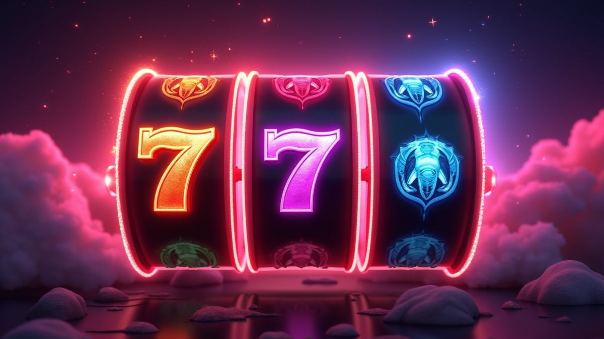 Roues de machines à sous tournant avec des symboles de mammouth brillants.