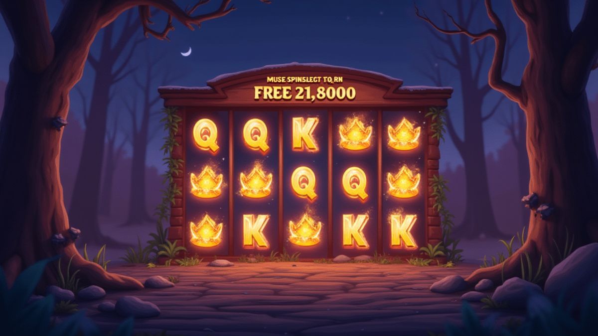 Animated scene of free spins with glowing Wild symbols.