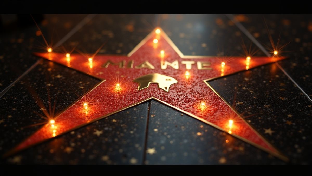 Ster van de Walk of Fame omringd door schitterende lichten.