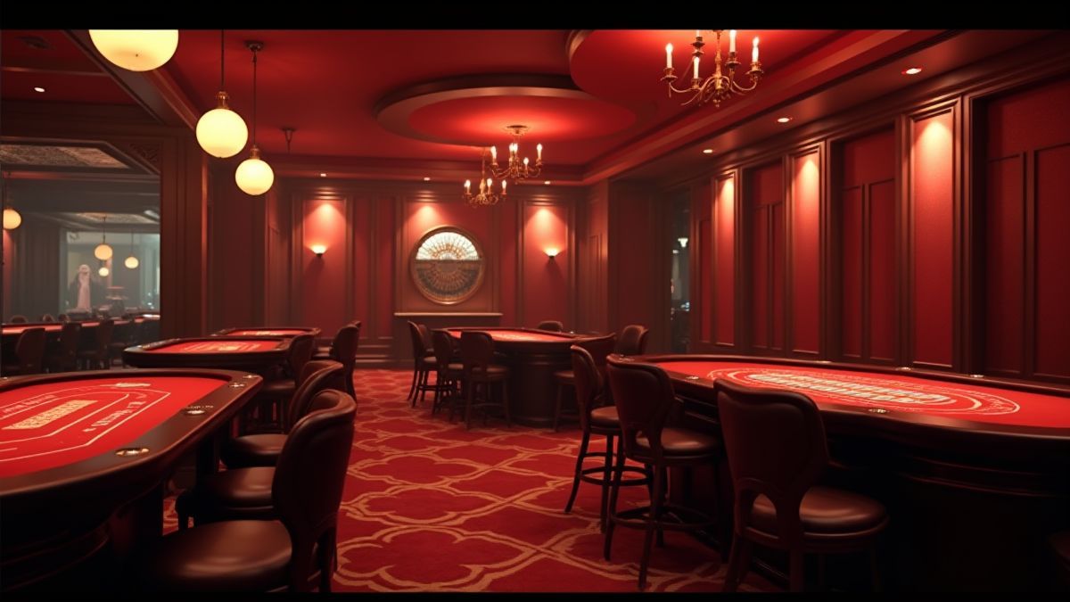 Un casino de lujo con un ambiente de agente secreto.