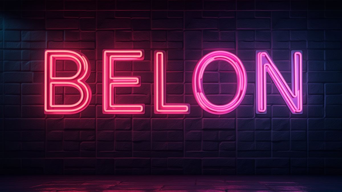 Glowing neon lights against a dark futuristic background.