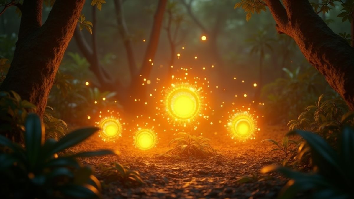 Símbolos scatter brillando en un entorno de jungla.
