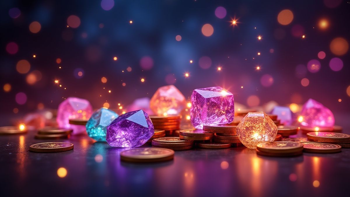 Magische juwelen die schitteren in een luxe omgeving.