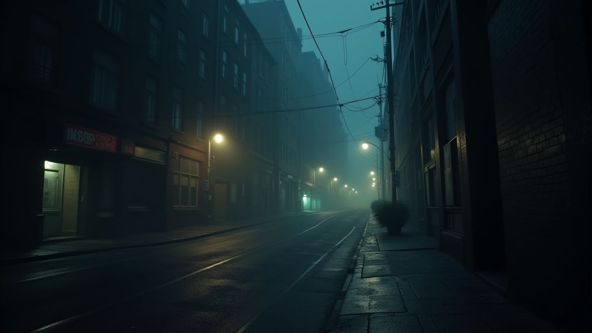 A noir-style city with dim lights and a mysterious atmosphere.