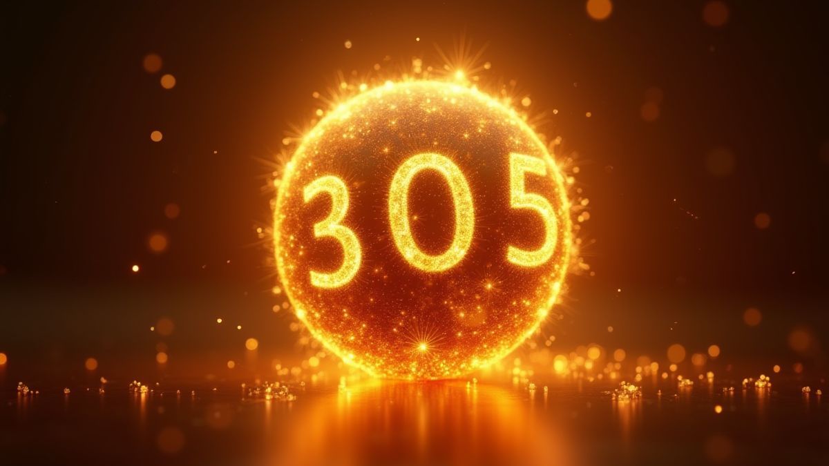 Boule dorée brillante avec numéros et effets de scintillement