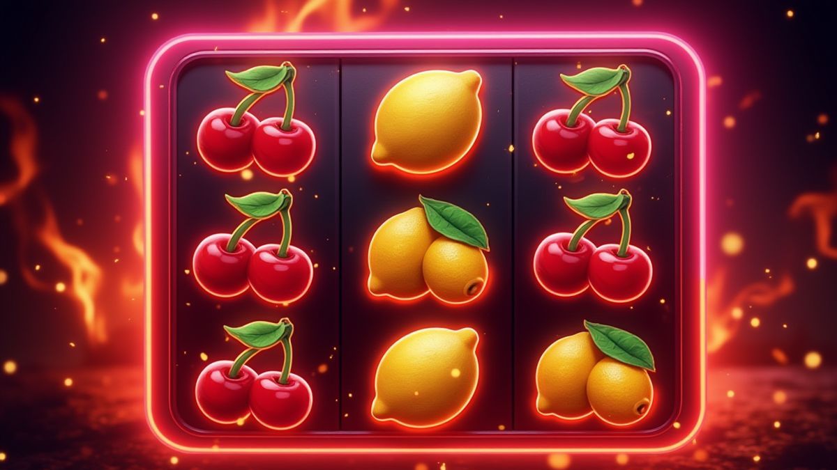 Bright fruits and classic symbols in a retro slot.