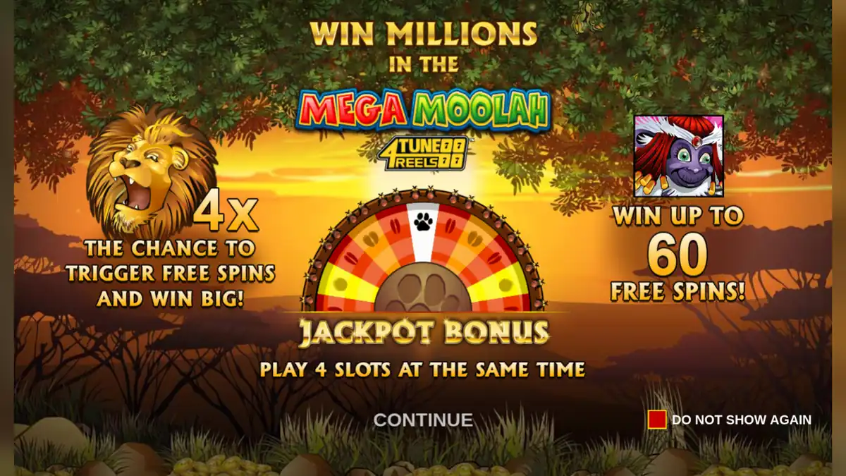 Mega Moolah 4Tune Reels feature screen