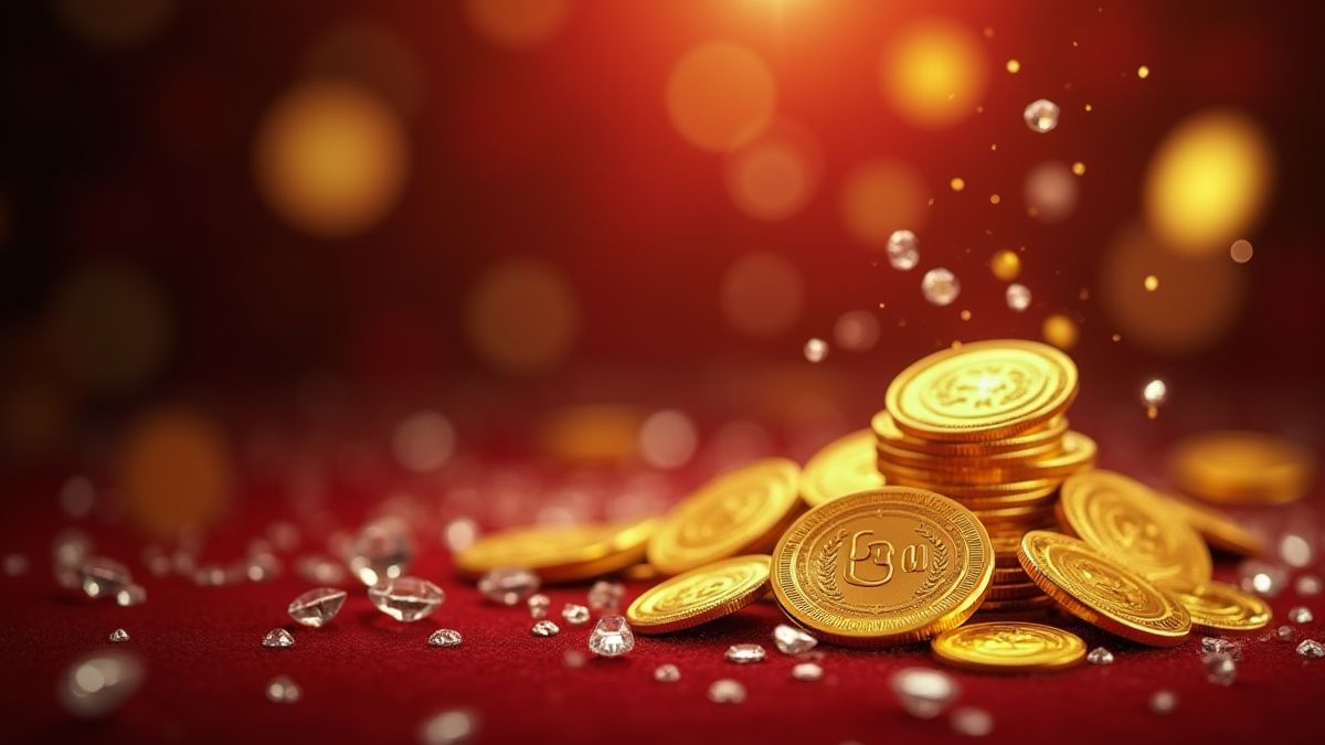 A casino environment filled with coins and diamonds.