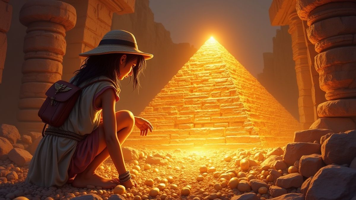 Ägyptische Entdeckerin entdeckt Schätze in einer leuchtenden Pyramide.