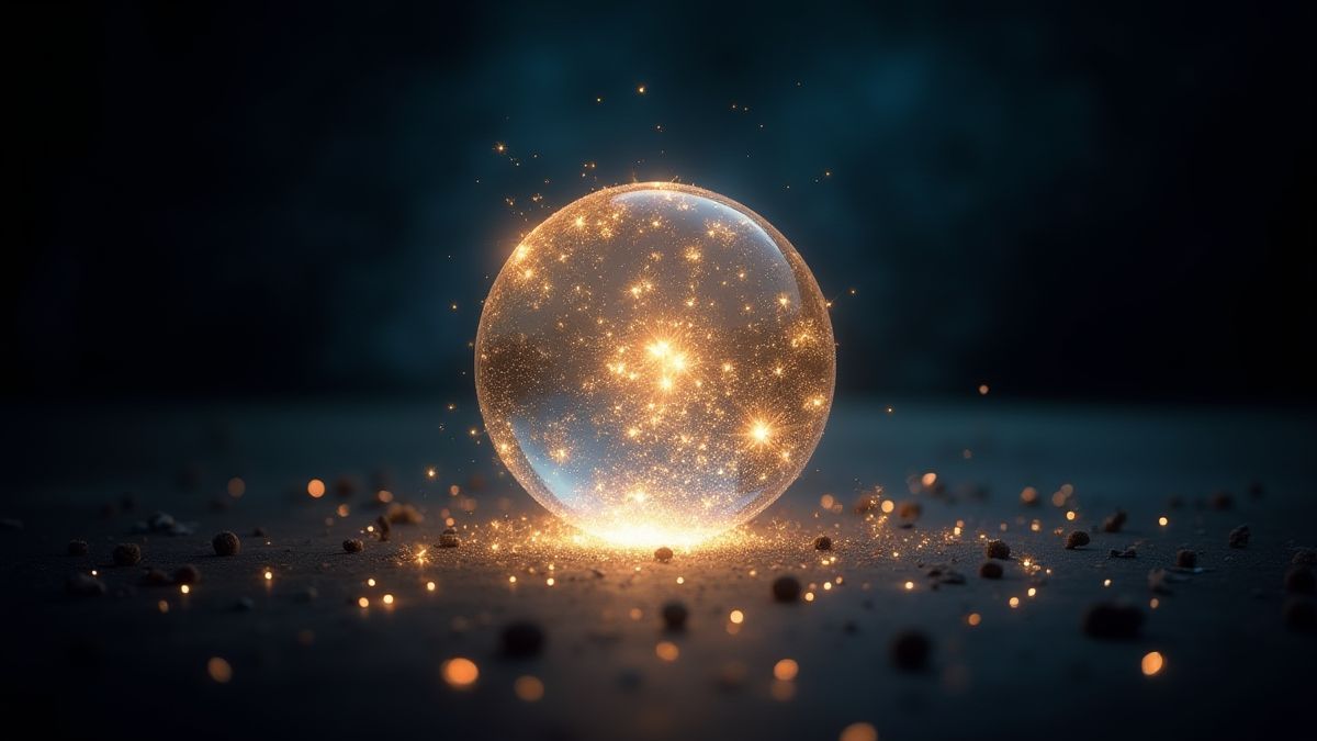 Orbe mágico resplandeciente rodeado de destellos.