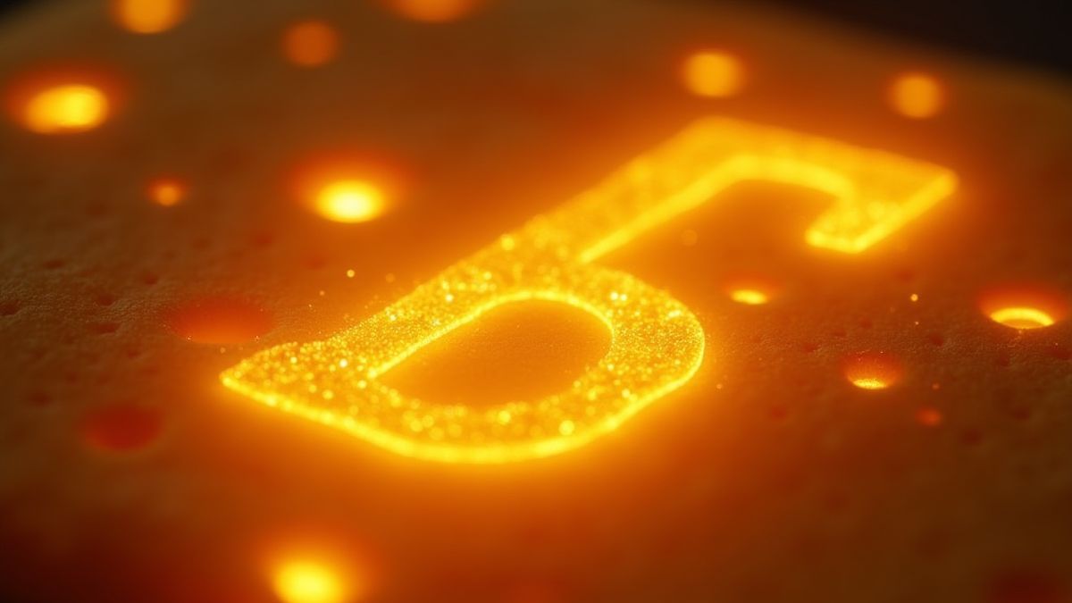 A magical cheese symbol glowing with golden light.