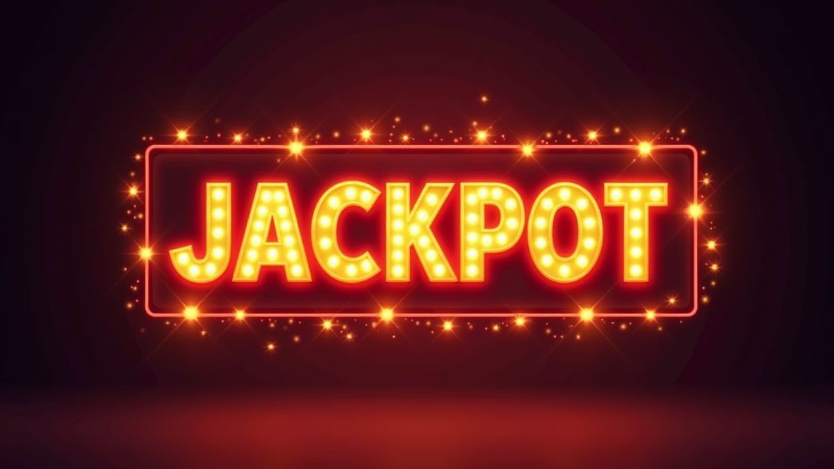 A glowing jackpot sign surrounded by magical sparkles.