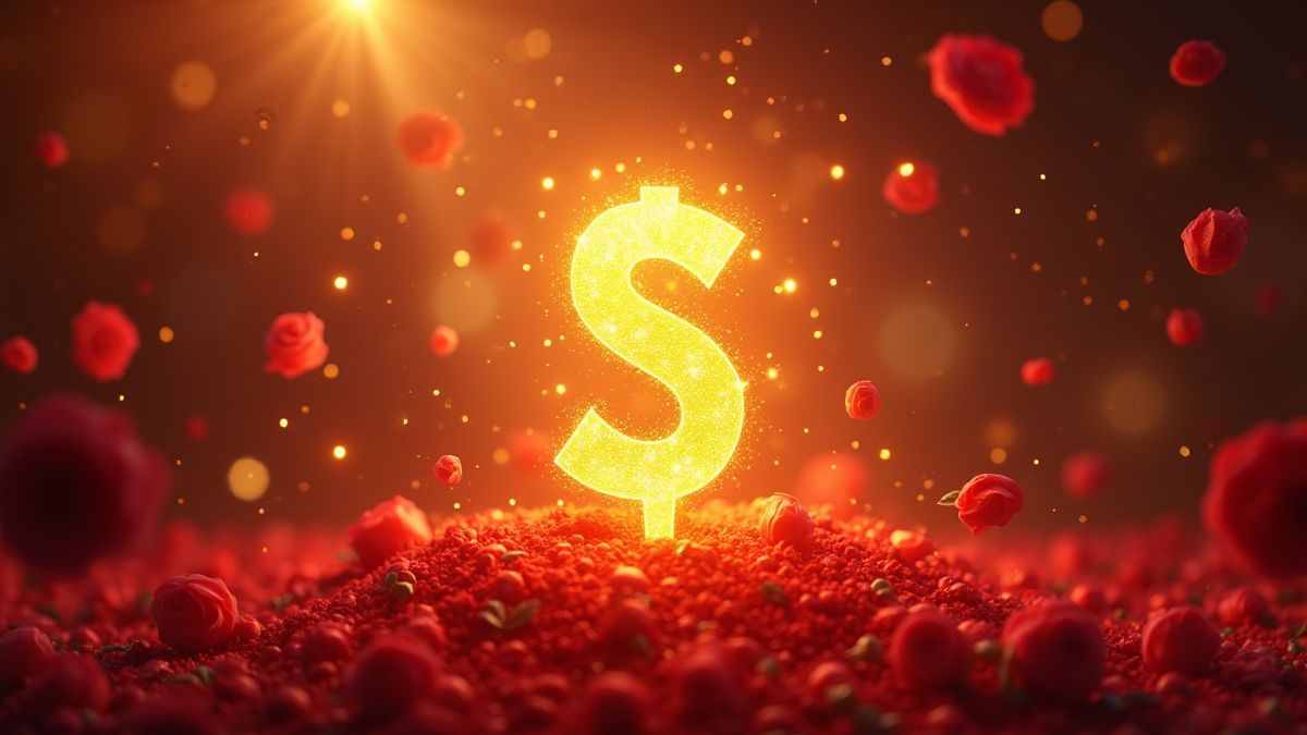 Symbole Scatter doré entouré de roses et d'éclats.
