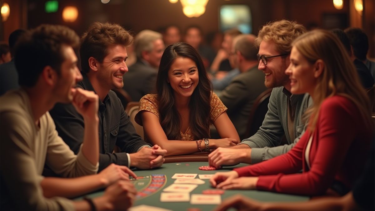 Diverse players enjoying a casino game together.