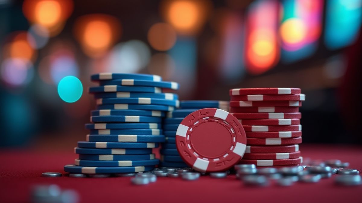Casino chips and a slot machine.