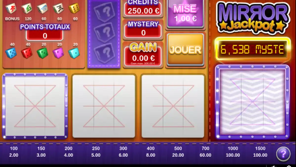 Écran du jeu de base Mirror Slot