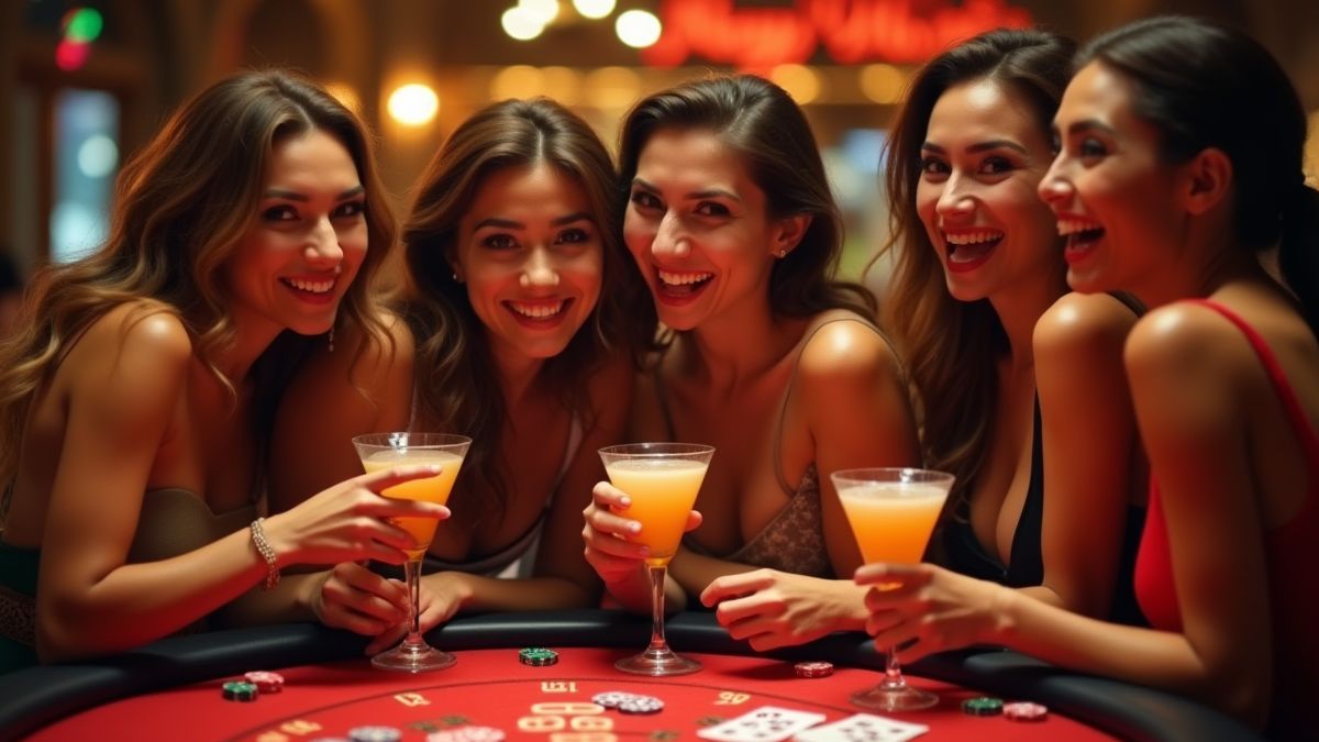 Jugadores glamorosos disfrutando en el casino.