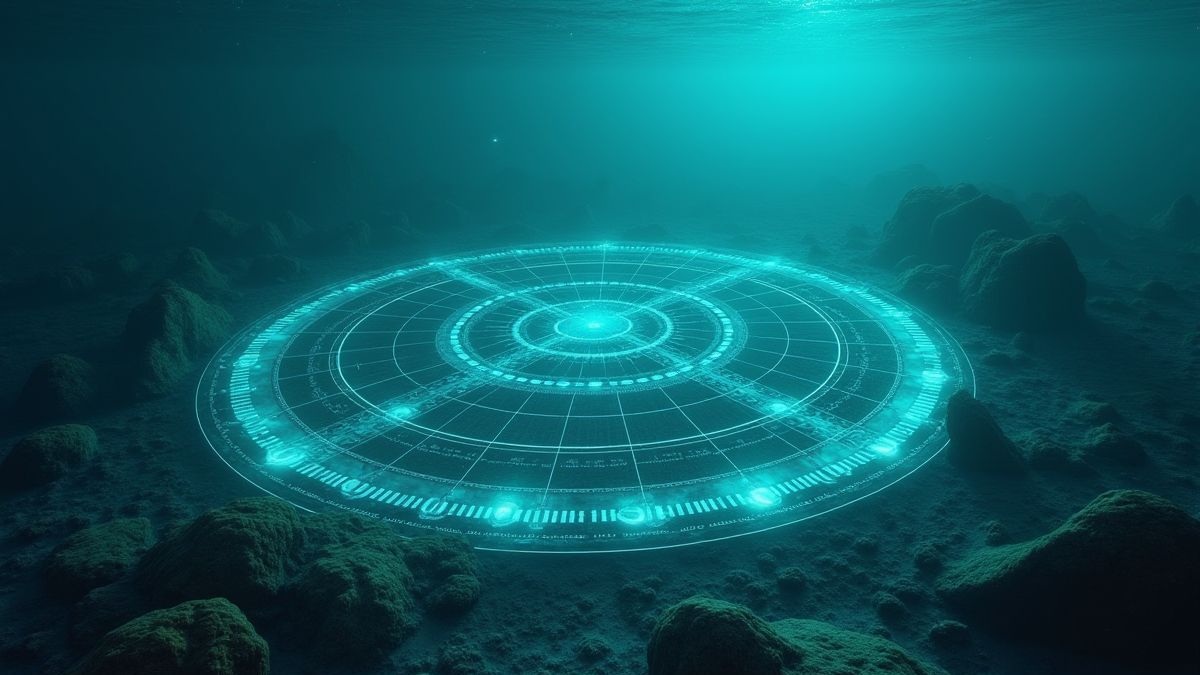 A futuristic radar searching for treasures at the ocean floor.
