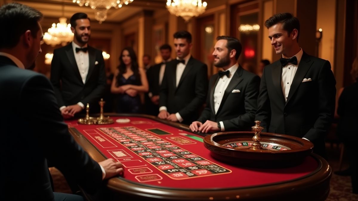 Mesa de ruleta elegante en un casino lujoso.