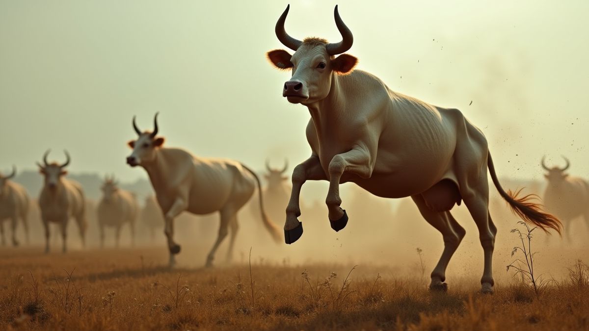 Flying cows in a medieval battlefield.