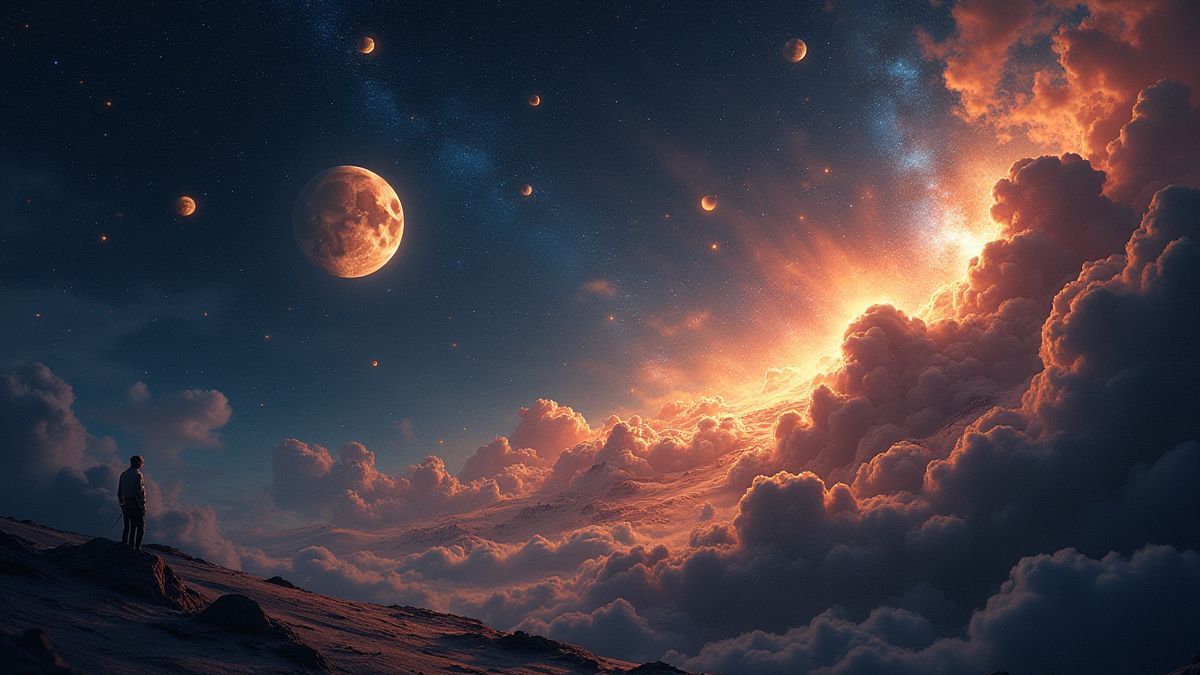 Hemelse cascade van schitterende symbolen.