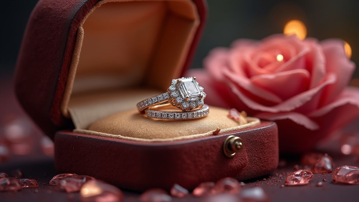Funkelnde Diamantringe in eleganten Schmuckkästen.