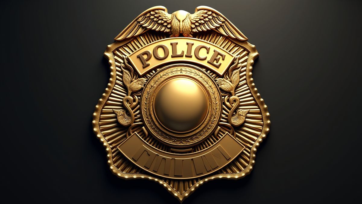 Gouden en gedetailleerde politie-insigne.