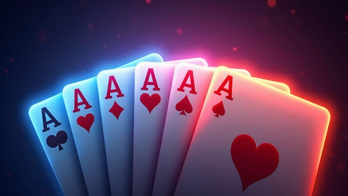 Opvallende poker handen met glanzende effecten.
