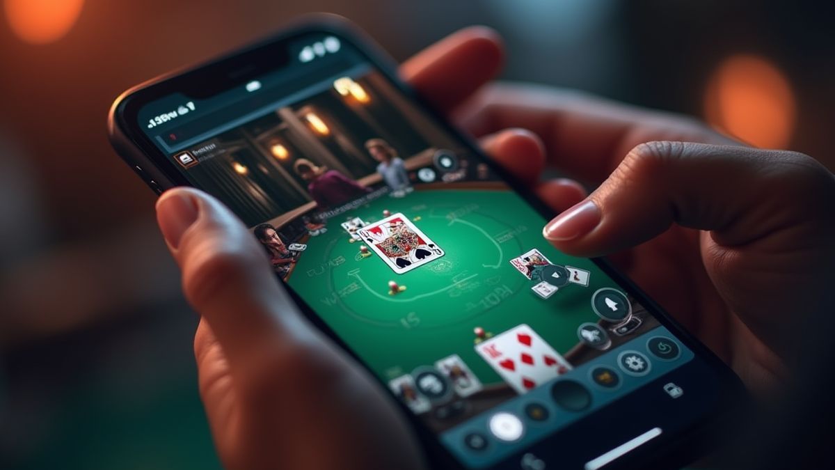 Jeu de poker sur un mobile.