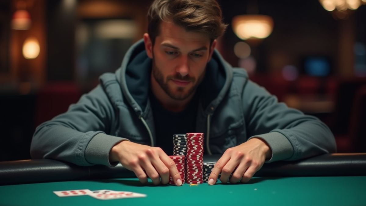 Personne pensant à sa stratégie de poker.