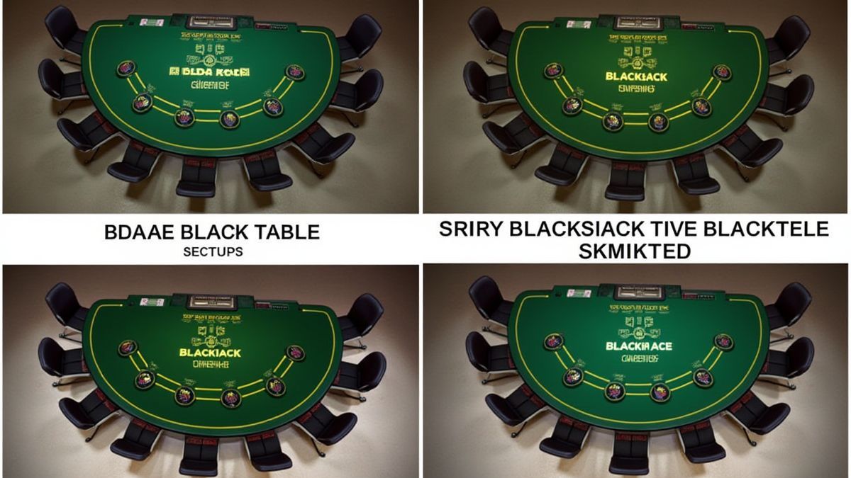 Blackjack tables in different setups.