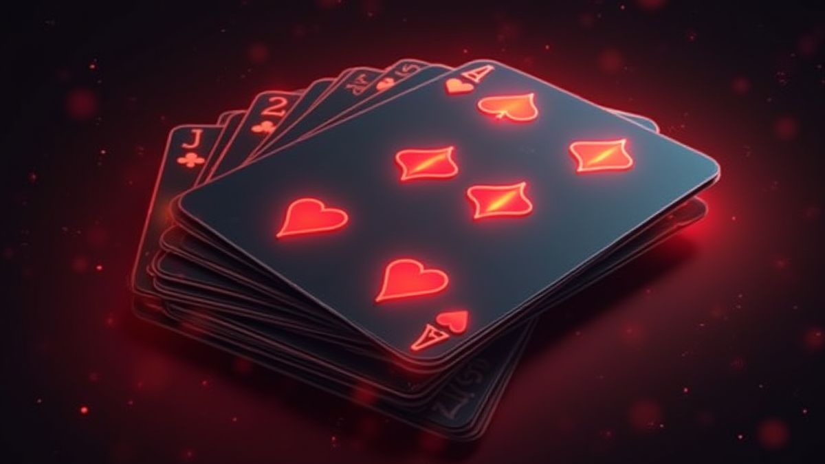 Shiny cards with red and black colors highlighted.