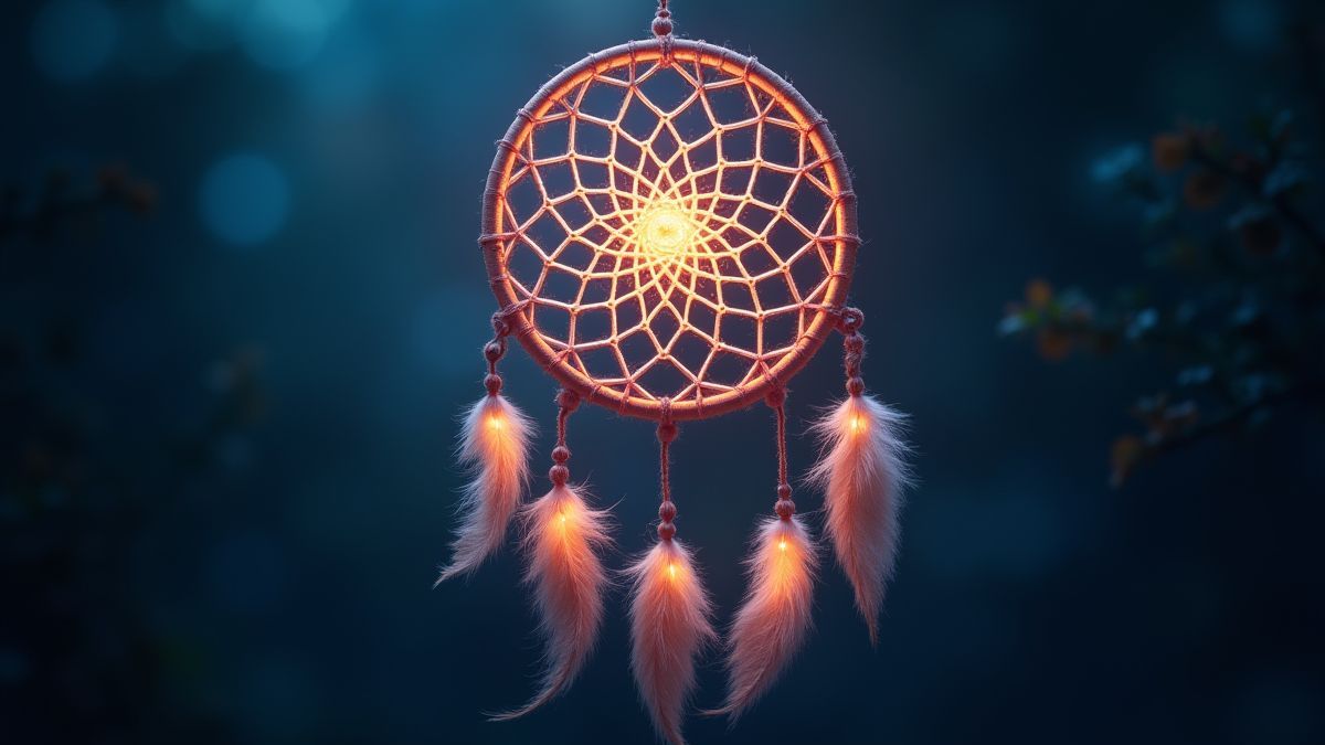 Een dromenvanger die gloeit met mystiek licht.