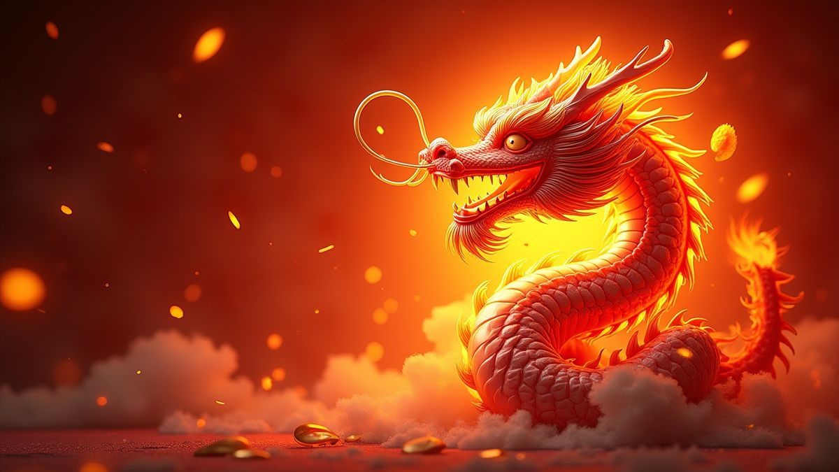 Patrón de dragón brillante en los carretes.