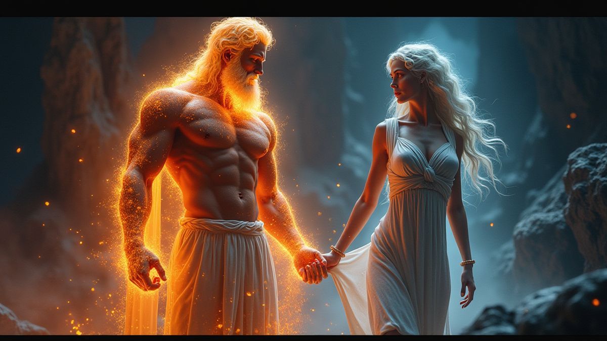 Greek gods like Zeus and Athena animated and glowing