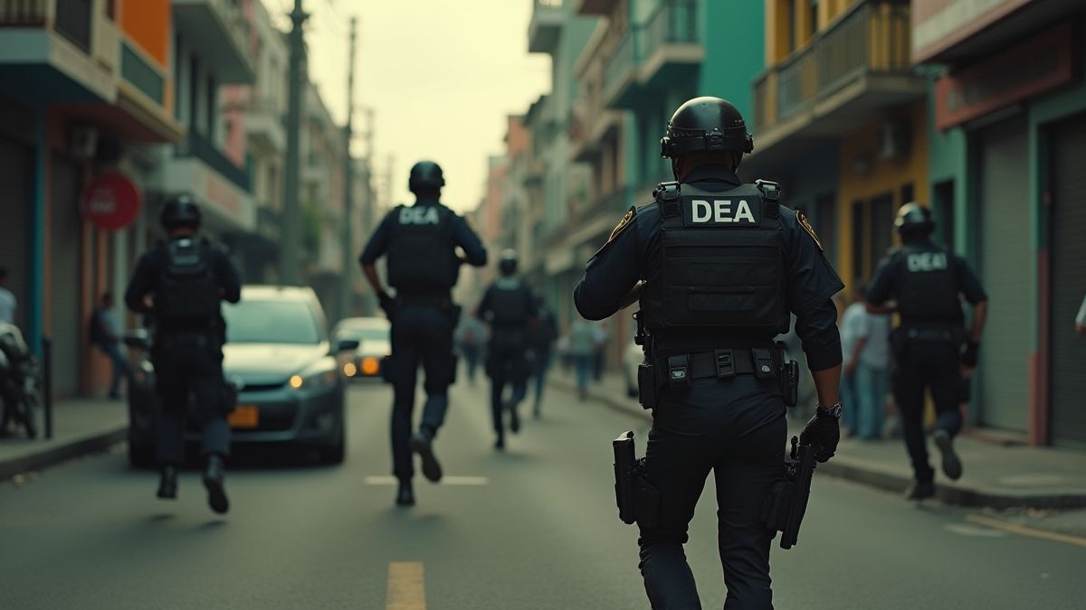 DEA-Agenten verfolgen einen Verdächtigen durch Medellín.