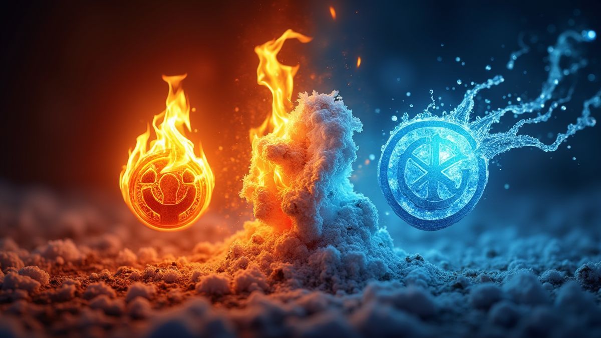 Fogo e vento interagindo com os símbolos em Natural Powers.