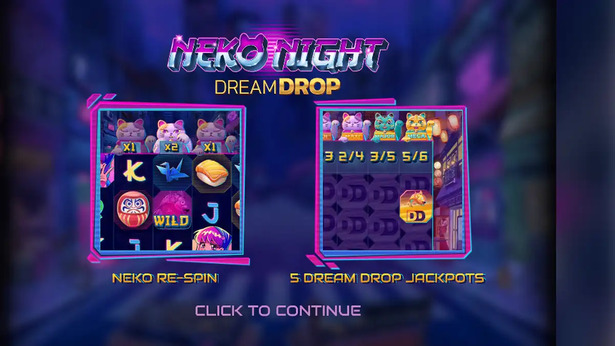 Slider de la tragaperras Neko Night Dream Drop