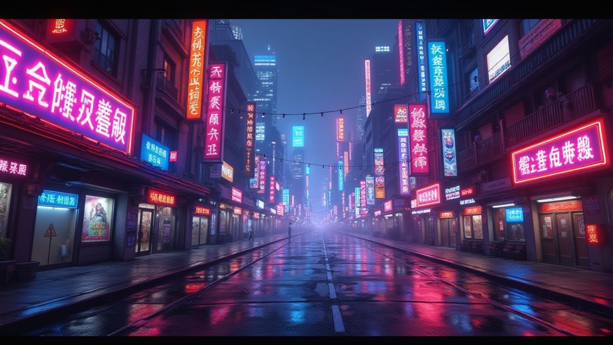 Futuristic city illuminated with vibrant neon lights