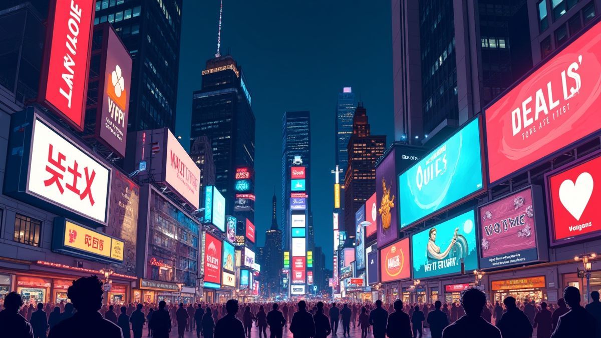 Times Square illuminated at night