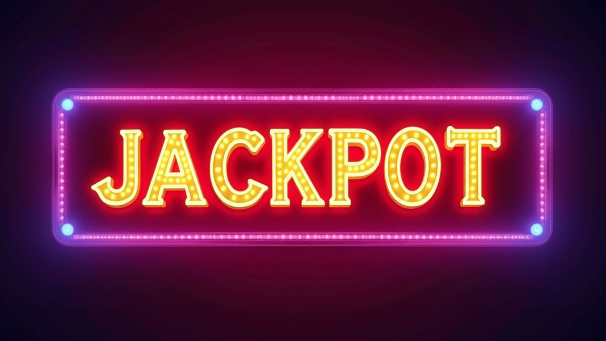 Schitterend jackpotbord in neonlichten.