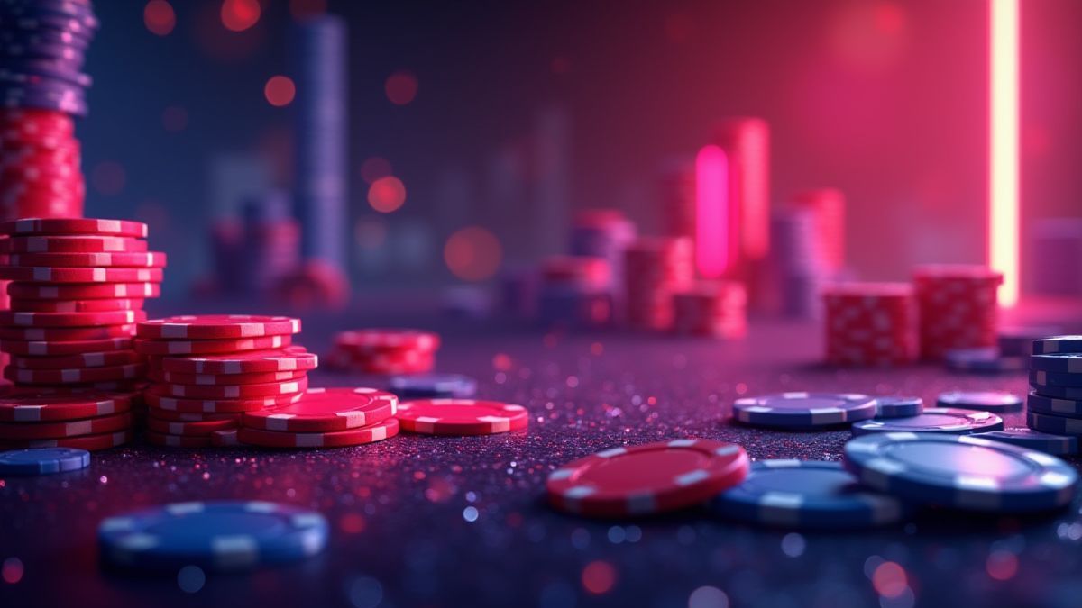 Luces de neón e fichas de cassino animadas.