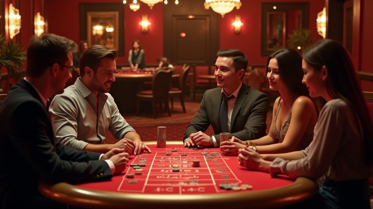Grupo de amigos jogando baccarat