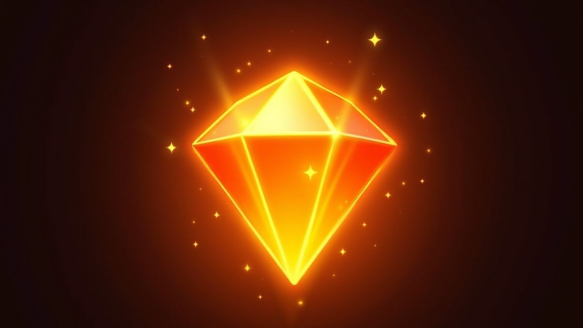 Glanzend oranje diamant Scatter-symbool omringd door sprankels.