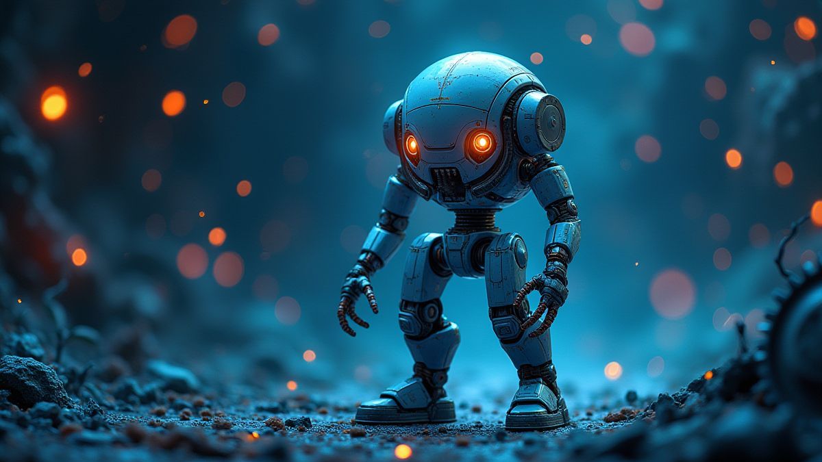 Robot in a futuristic setting