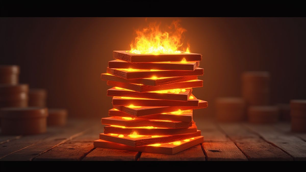 Glowing symbols covered by planks on a slot machine.