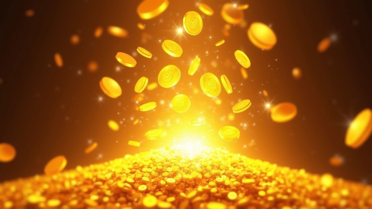 Lluvia de monedas doradas brillante simbolizando grandes premios.